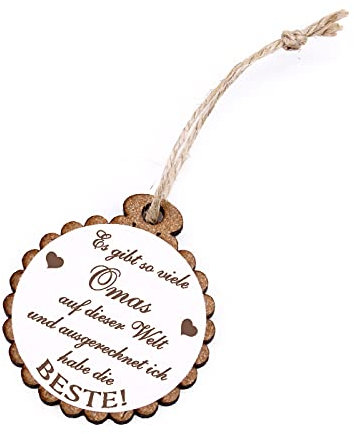 Omas Schlüsselanhänger Anhänger aus Holz graviert - Ich habe die beste Oma - Muttertag Ø 5 cm | Dekolando