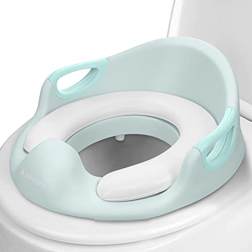 Navaris Kinder Toilettensitz WC Aufsatz - 12 Monate bis 7 Jahre - Baby Sitz Anti-Rutsch Polster Kloaufsatz - Griff und Spritzschutz - Toilettentrainer mint grün