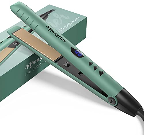 Mnsyflns Glätteisen, 2-In-1 Leichtgewicht Haarglätter, Stylingplatten mit Keramik Beschichtung & Verstellbarer Temperatur 0℃-200℃ zum Glattes Haar Erzeugen,Voluminöse Locken, Strandwellen,Grün