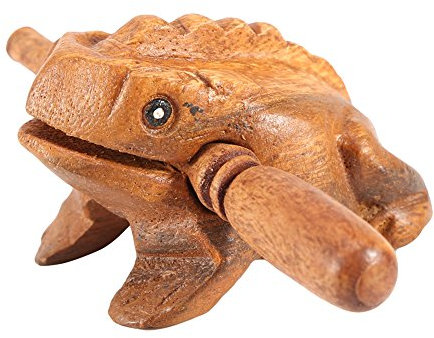 FIYO Thailand-Frosch, Glücksfrosch, Holzfrosch, Guiro-Raspel, traditionelles Handwerk aus Holz, Musikinstrument, Tonblock, Handwerk, Quaken, Musikinstrument, Zuhause, Büro, Dekoration(12.7CM)