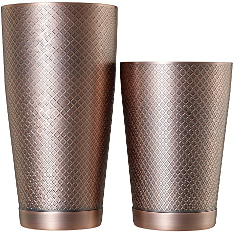 Barfly Juego de coctelera de celosía de diamante, cobre antiguo