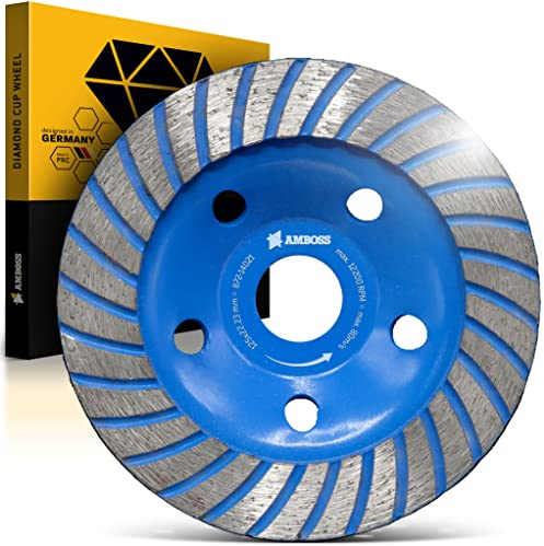 AMBOSS Werkzeuge - Bote de lijado de diamante de alta calidad DST 14P - 125 mm x 22,2 mm - Plato de lijado premium de calidad profesional - Ideal para adhesivo para baldosas + hormigón + solado + yeso