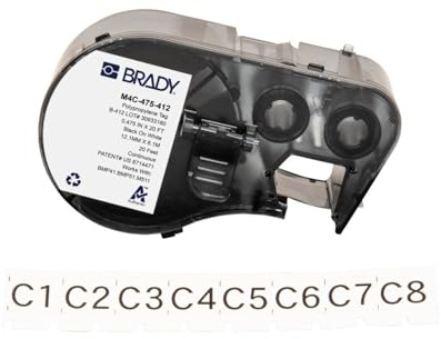 Brady High Tensile Polypropylene Label for Label Printers M510 & M511 – Continuous Inserts for Component, Electrical, Data and Cable Identification – Black on White (9.53mm x 6.10m) - M4C-375-412