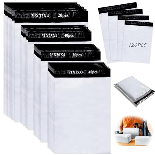 ZPQAODI Versandbeutel wasserdicht A3/A4/B4/C5 Gemischt 120Stück, Blickdicht Selbstklebend Versandtüten,Transport Geschenktüten mit Selbstklebeverschluss für Kleidung Logistikverpackungen Transport