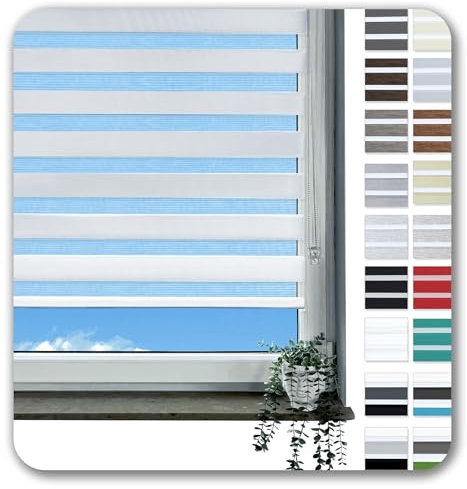 Rollmayer Klemmfix-Doppelrollo ohne Bohren Klemmrollo Fensterrollo Duo Rollo Sonnenschutzrollo Zebrarollo Seitenzugrollo für Fenster und Tür (Weiß - 75 x 130 cm - BxH)