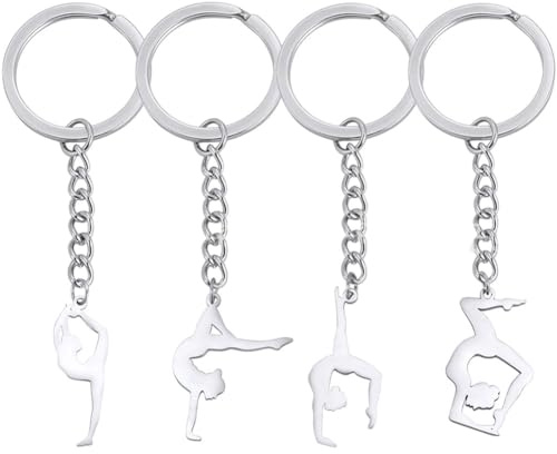Uzztfa Lot De 4 Porte-clés De Gymnastique, pour Les Gymnastes, Idée Cadeau pour Les Filles, Bijoux pour Les Équipes De Gymnastique.