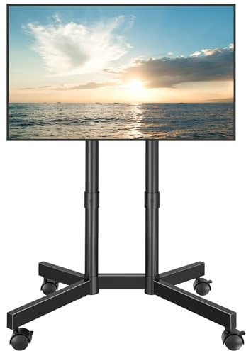 BONTEC TV Ständer Rollbar für 32-70 Zoll, TV Stand with Wheels, Höhenverstellbar, Fernsehständer mit Rollen und Kabelmanagement, Max. VESA 400x400mm, 50kg, Schwarz