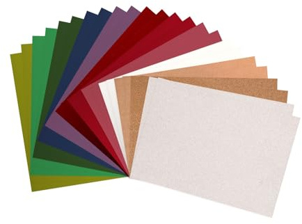Vaessen Creative Cardstock Kartong – Färgat Papper A4 med Glitter – 216 g & 250 g – 24 Ark i 12 Färger - Pysselpapper för Pappershantverk, Scrapbooking, Korttillverkning och DIY