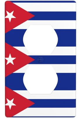 Phayah Placa de pared dúplex con patrón de bandera cubana, tamaño estándar, policarbonato termoplástico, cubiertas de enchufe dobles
