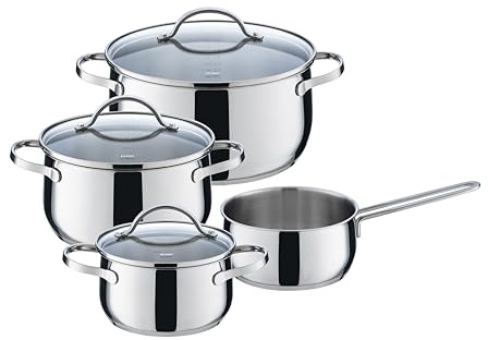 Kelomat, 1927-320, set di stoviglie da 7 pezzi, Bellano, acciaio inox, lunghezza 48,3 x 27,2 x 19,3 cm, peso 5,538 kg, a induzione, pentola per carne 16 cm, 20 cm, diametro 24 cm con coperchio