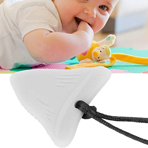 Akozon Collar de Dentición de Silicona Bebés - Colgante Masticable Seguro para Niños Pequeños y Niños Autistas - Juguete Suave en 5 Colores (WHITE #15)