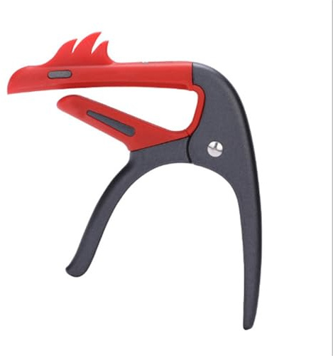 Kapodaster för gitarr capo, bärbar gitarr universal-capo, metallstämklämma, avtagbar klämma, gitarrdelar, tillbehör, stämverktyg (grå-röd)