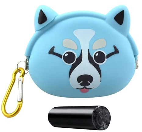 Pochette de friandises en silicone pour chien – Sacs de rangement de collations pour animaux de compagnie, pochette de friandises d'entraînement pour chiens avec distributeur de sacs à déjections, sac