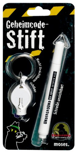 moses. Geheimcodestift, Geheimschriftset, Stift mit UV-Leuchte, unsichtbare Tinte, für Schnitzeljagd und kleine Detektive, 1.5 x 14 x 7
