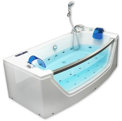 HOME DELUXE - Baignoire avec hydromassage - ATLANTIC M - Dimensions : 175 x 85 x 60 cm - chauffage, fonction massage et accessoires complets inclus I Baignoire pour 2 personnes, Indoor Pool