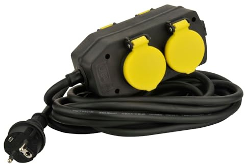 UNITEC Steckdosenblock, Schutzkontakt-Steckdose 4-Fach, 5 m Zuleitung, IP44, mit Klappdeckel