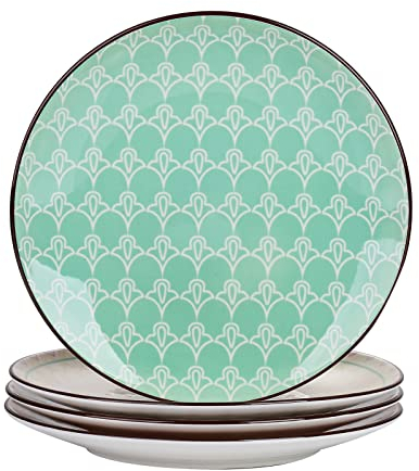 vancasso Kuchenteller Porzellan, 4 teilig Tulip Desserteller für Frühstück, Serie Mandala