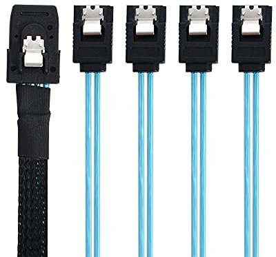 Xiwai Câble interne Mini SAS SFF-8087 Host vers 4 SATA 7 broches Disque dur cible 6 Gbps 6 Gbps