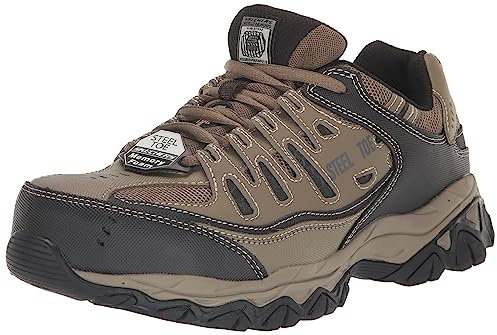 Skechers Men's Cankton Steel Toe Construction Shoe, Pebble/Black, 7