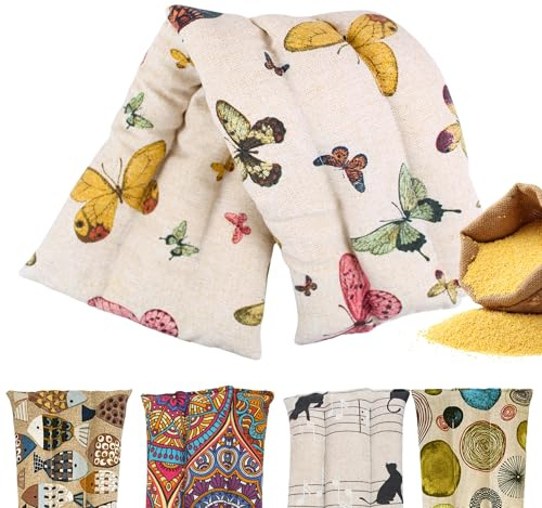 Saco Termico Semillas para Microondas - Bolsa Semillas Calor Microondas - Cojin de Semillas para Microondas - Sin Aroma - Relleno de Semillas de Mijo Ecológico - Fabricado en España 45x14cm