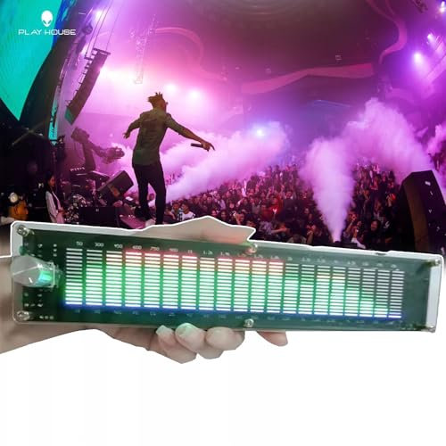 PLABNK Pantalla LED De Nivel De Audio, Indicador De Espectro Musical Ecualizador DSP, Doble Canal/Mono Conmutable, Control Preciso, Compatible con USB, Modo De Visualización Conmutable,with DSP