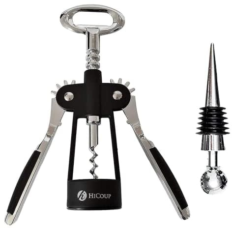 Wine Opener - Wing Corkscrew Beer and Wine Bottle Opener w/Winged Grip and Stopper - Easy to Use