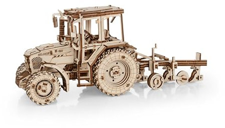 EWA Eco-Wood-Art - Tractor BELARUS-82.3 with PLOW- Puzzle 3D en Bois - Casse-tête pour Adultes et Adolescents -à Monter soi-même sans Colle- 325 pièces