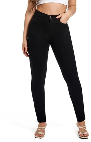 MIRLCIMR Womens High Waist Stretch Pants Push Up Butt Lifting Skinny Colombian Jeans,Black,14