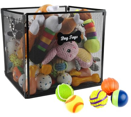 Indestructible Dog Toy Basket,Metal Mesh Dog Toy Box,Large Capacity Pet Toys Organiser Basket, Dogs Toy Storage,for Cat & Dogs Toys Organization Leashes,Blankets & Storage