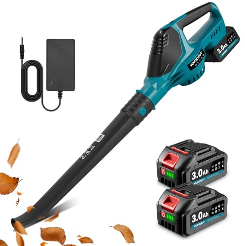 Yofidra Souffleur Feuille sans Fil – Souffleur Feuille Batterie 360 km/h, 480 m³/h, Moteur sans Balais, 5 Vitesses, avec 2 Batteries de 3 000 mAh, pour Le Jardin, la Terrasse et la Voiture