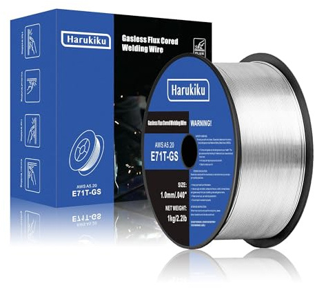 HARUKIKU Fil Fourré Sans Gaz 0,8 mm Poids net 0.9KG- Bobine E71T-GS pour Poste à Souder MIG, Soudage Semi-Auto Polyvalent (Acier Doux)