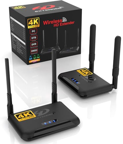 Transmisor y receptor HDMI inalámbrico 4K 30Hz, BEQOOL 820Ft/250m Wireless HDMI Extender Kit,IR, Streaming Media Video Audio desde portátiles, PC, Cable Box a Monitor, Beamer, HDTV