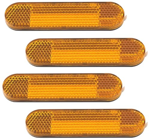EnixwH 4 Piezas 72 x 23 MM Amarillo Autoadhesiva Reflectante Moto Reflectores Bicicleta Accesorios Moto Catadioptrico Remolque para Bicicleta ATV Caravana Reflectantes Camión Coche Garaje