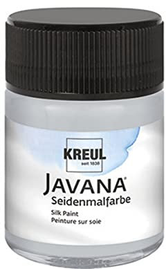 KREUL 8154 - Javana Seidenmalfarbe im 50 ml Glas, silbergrau, hochpigmentierte und brillante Farbe auf Wasserbasis, mit fließend flüssigem Charakter, dringt tief in die Fasern ein