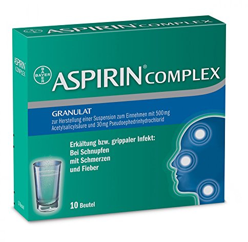 Aspirin Complex - schnelle Hilfe bei Erkältung und grippalem Infekt - bei Schnupfen, Schmerzen und Fieber - 1 x 10 Beutel