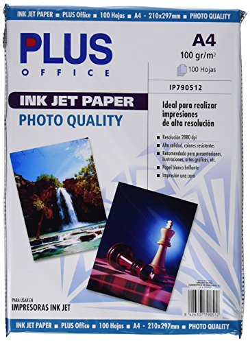 Plus Office InkJet Paper Photo Quality-Carta fotografica, 2880 dpi, confezione da 100 fogli, formato A4