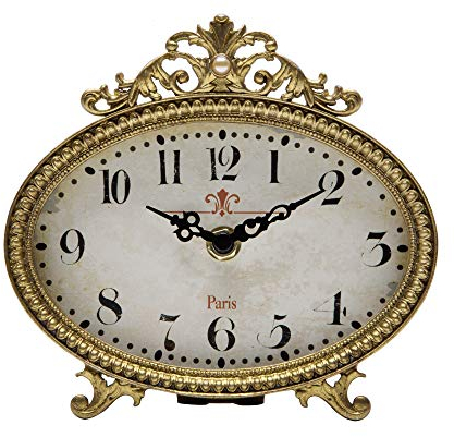 NIKKY HOME Vintage Table Clock, French Rococo Gold Room Decor