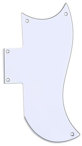 Musiclily Pro 5 Fori Small Half Face Battipenna Pickguard per Chitarra USA Les Paul SG, 3 strati Bianco