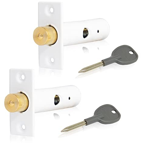 XFORT® 2 Pack Mortice Door Bolts with 2 Star Keys, Door Security Rack Bolt Providing Enhanced Protection for Doors and Windows at Home and in The Workplace (55mm, White)