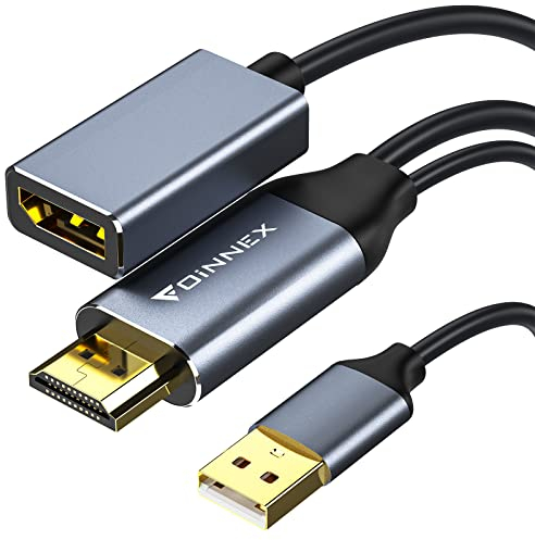 FOINNEX HDMI zu DisplayPort Adapter, 4K 60Hz Mit Audio, Unidirektionaler Konverter für PC Monitor NS Xbox Dex Pad