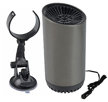 Baceyong Autoheizung Defroster 12V 150W, Tragbarer Windschutzscheiben-Entfroster 180° drehbar, Heiz- und Kühlgebläse mit Thermostat, für Auto SUV Truck RV Trailer, Silbergrau mit Stent USB