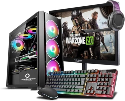 PC Gaming Computer Fisso Desktop Completo GT1030 - Tastiera - Mouse - Cuffie - Windows 11 PRO - WiFi USB - HDMI (CPU: I7 - RAM 32GB -SSD 480 GB, MONITOR 24)