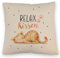 Relaxte Katze Kissen mit Leinenoptik mit Spruch Relax Kissen mit Leinenoptik