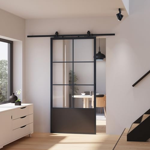 Schulte porte coulissante intérieure loft verre 88x203 cm noir amortisseur