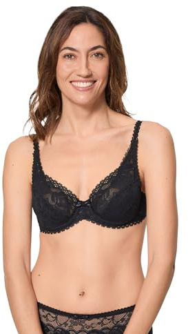 Playtex Sujetador Con Aros Y Encaje Flower, Sujetador con aros, Mujer, Negro, 90C