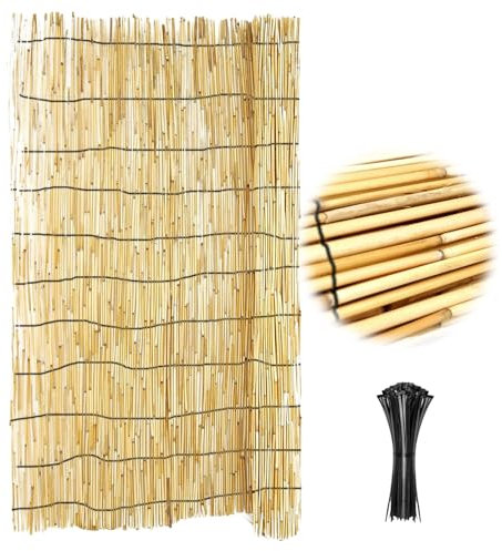 Brise-Vue en Roseau Naturel - Clôture De Jardin Durable, Protection Solaire, Canisse Bambou pour Cour, Balcon, Décoration De Parasol (60x200cm)