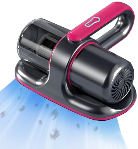 HAMON Aspirador de Ácaros, 13 KPa Aspiradora antiácaros de Mano con Luz UV, aspiradora de Mano con Filtro HEPA, destruye el 99,99% de Todos los ácaros para Camas, Almohadas, sofás y alfombras (Gris)