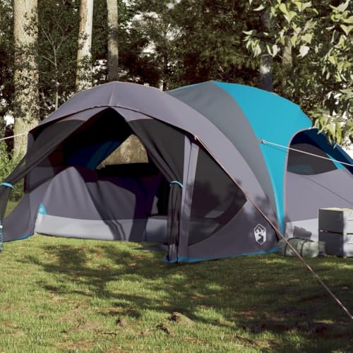 Tino Tech Tenda per famiglie per 6 persone, per esterni, antivento, grande tenda, tenda da tiro, per famiglia, trekking, giardino, esterni, 455 x 370 x 185 cm, poliestere, blu