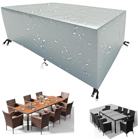 HNKDKJ Copertura Per Mobili da Giardino 105x65x75cm/LxWxH Tessuto Oxford 420D Copritavolo Tavolo da Esterno Copritavolo Esterno Impermeabile Antivento Anti-UV Copertura Tavolo Esterno Rettangolare