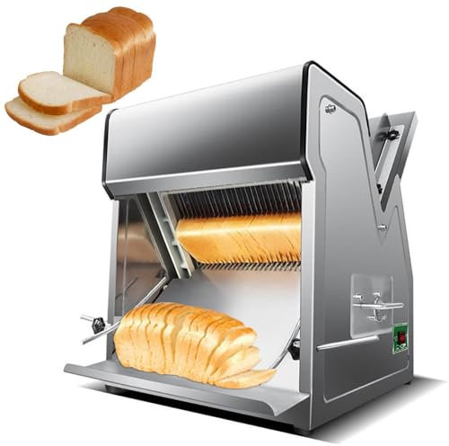 CASEGO Cortadora De Pan Tostada Comercial De 370 Vatios (31 Rebanadas / 12 Mm De Grosor), Máquina Cortadora De Pan Eléctrica - Ajuste De Pan (11-39 Cm)